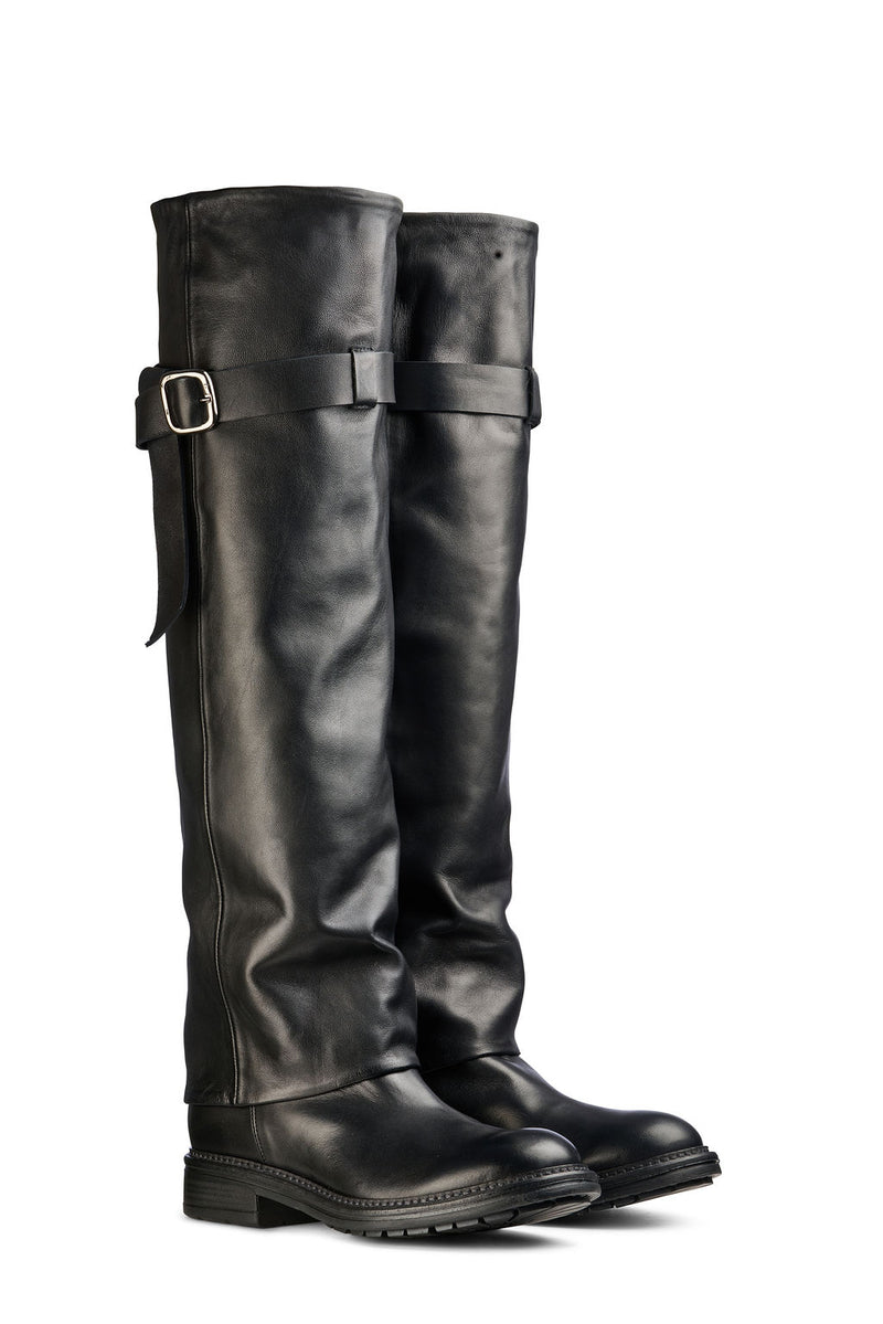 Nappa Nero Stivale con Fibbia